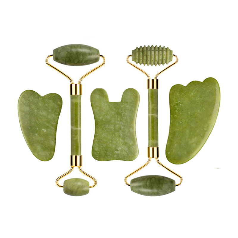 Jade Roller Stone - ลูกกลิ้งหยกธรรมชาติ Gua Sha ชุดนวด Guasha คณะกรรมการหวี