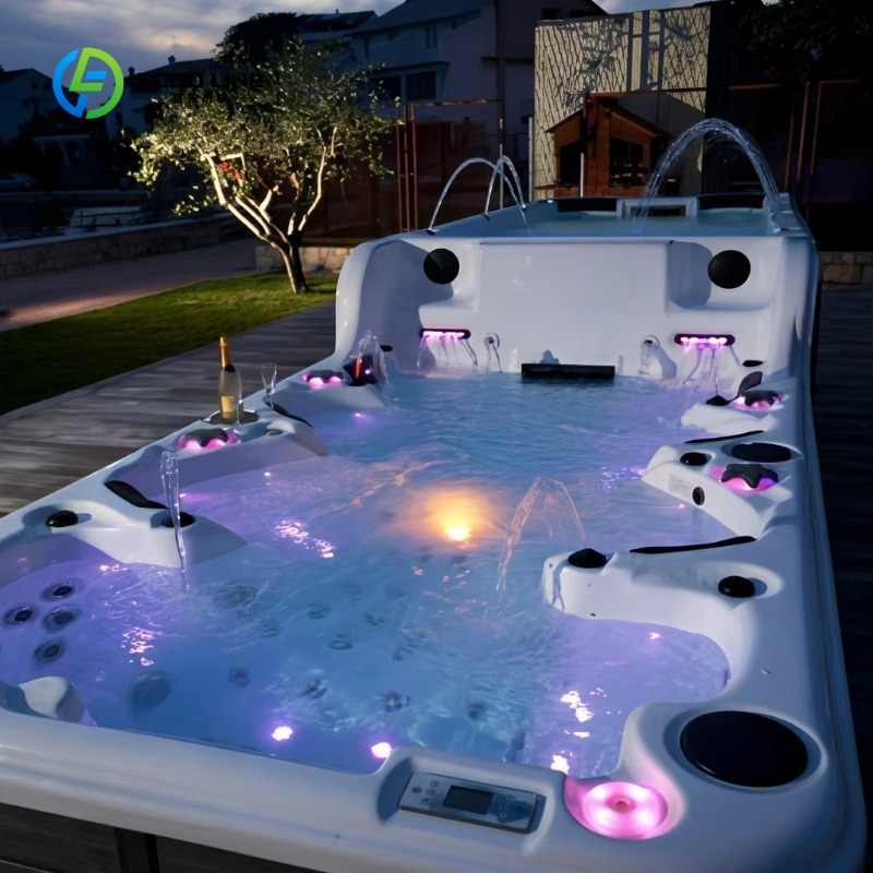 Spa Wellness Resorts - สปาสระว่ายน้ำแบบสองโซนที่ปรับแต่งได้สำหรับการใช้งานเชิงพาณิชย์ พร้อมระบบไฮโดรมาสซาจและสระว่ายน้ำ สำหรับสุขภาพที่ดีในรีสอร์ทกลางแจ้งและบ้านพักอาศัย
